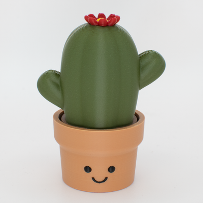 Cute cactus fidget clicker desk buddy with a smiling face