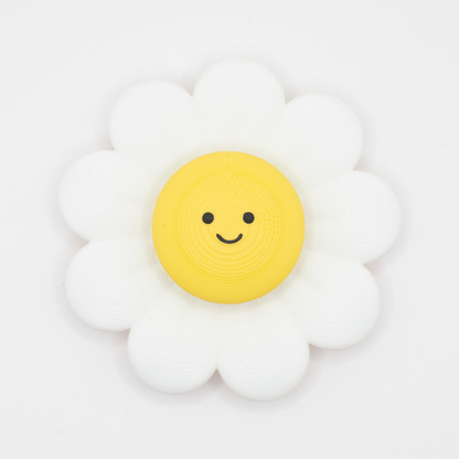 Cute white and yellow Daisy Flower Spinner Clicker Front View