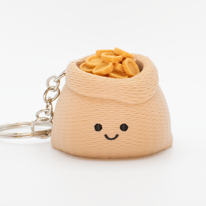 Chubby Coffee Bean & Rice Sacks - Fidget Clicker Keychain