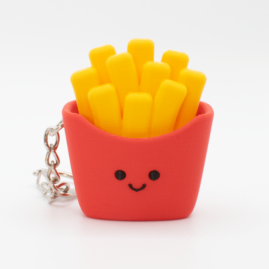 cute fast food French fries fidget clicker keychain with a smiling face