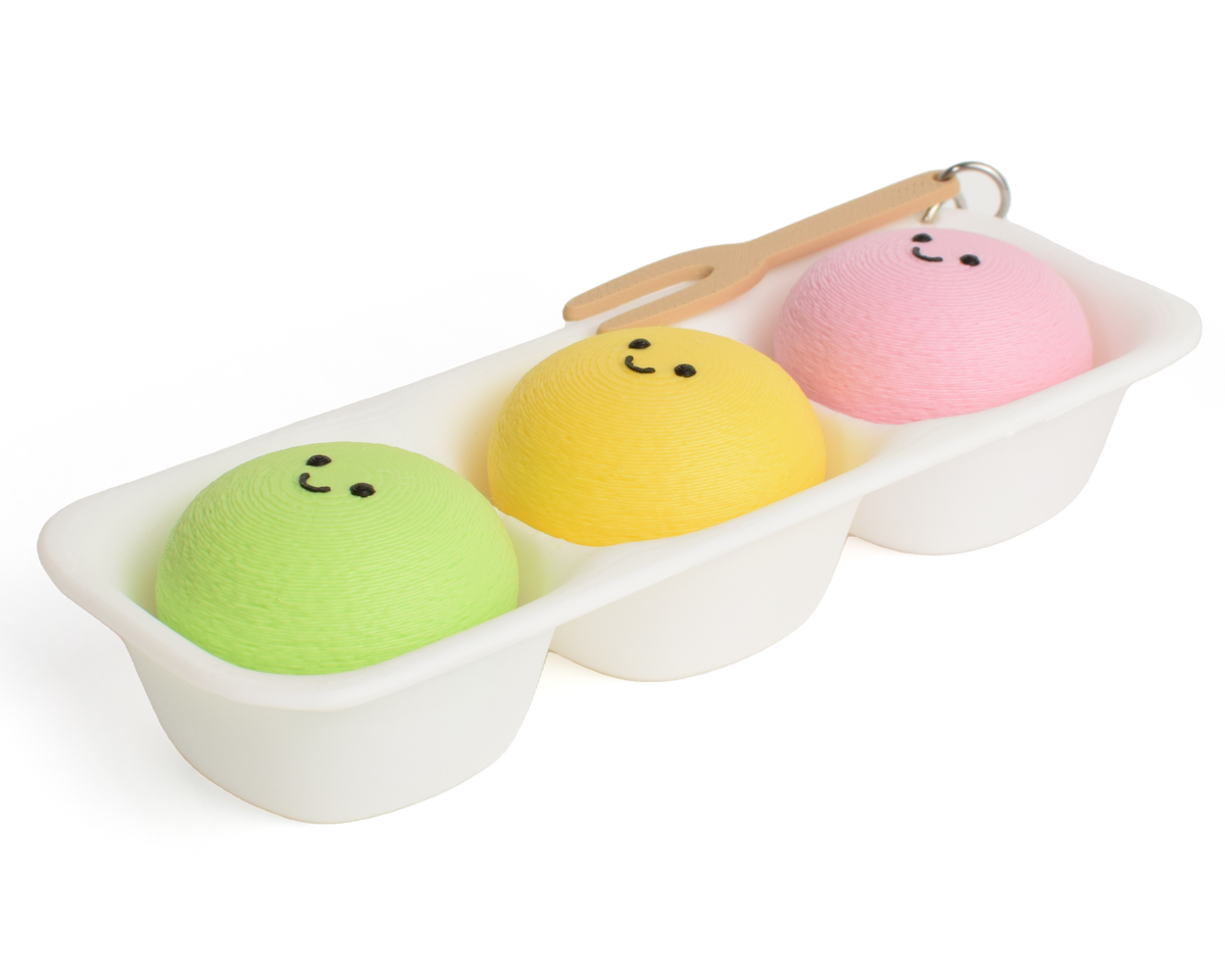 fidget clickers with three buttons that mimics the japanese mochi ice cream