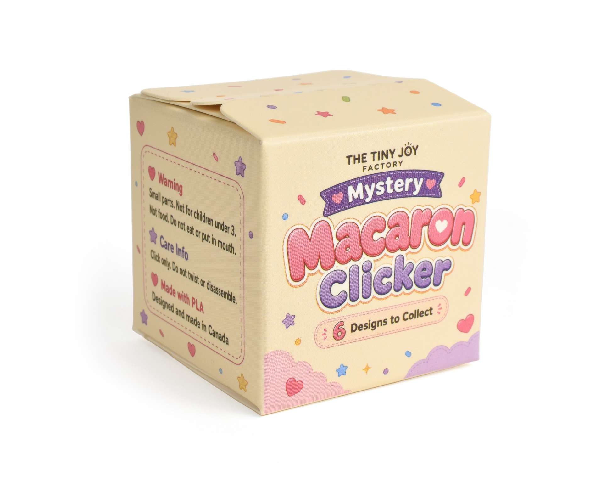 Cute mystery macaron fidget clicker blind box with 6 possible designs
