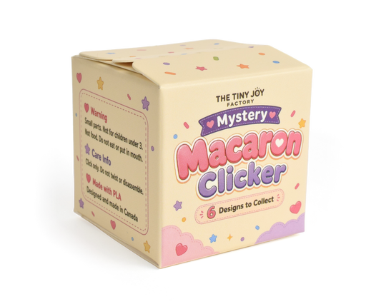 Cute mystery macaron fidget clicker blind box with 6 possible designs