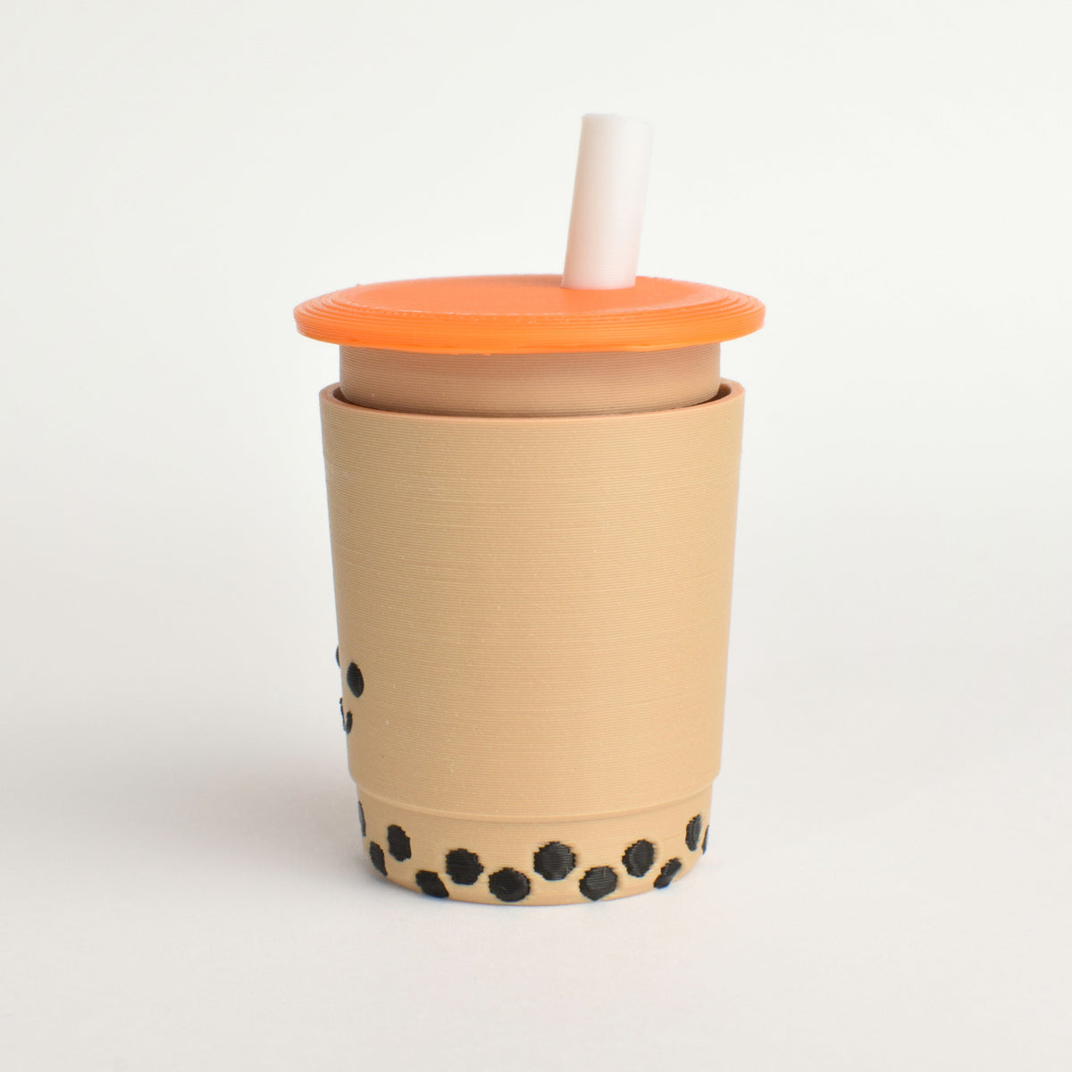 Side view of an original bubble tea fidget clicker keychain