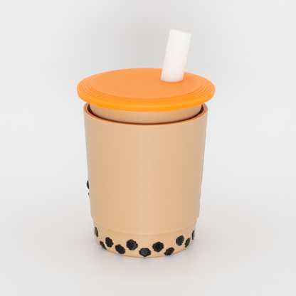 Side view of an original bubble tea fidget clicker keychain