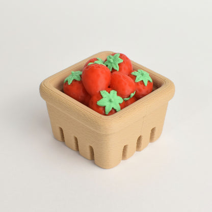 Back view of an original strawberry basket fidget clicker keychain