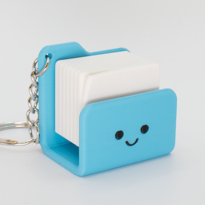 side view of a cute blue folder fidget clicker inspired by a Mac style folder icon
