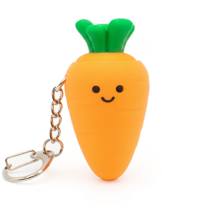 fidget clicker keychain styled as a cute carrot with smiley face