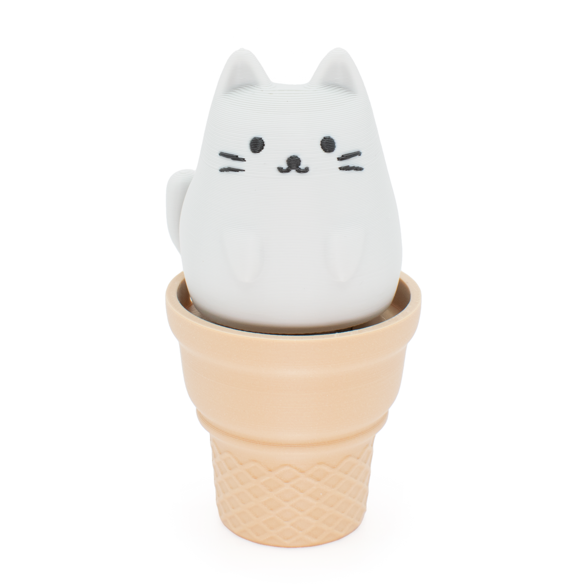 Cat-shaped ice cream cone fidget clicker on a white background