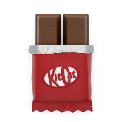 fidget clicker styled as red kitkat chocolate bar with two clickable chocolate buttons