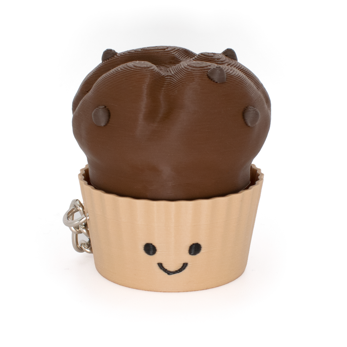 fidget clicker styled like a chocolate muffin with chocolate chips