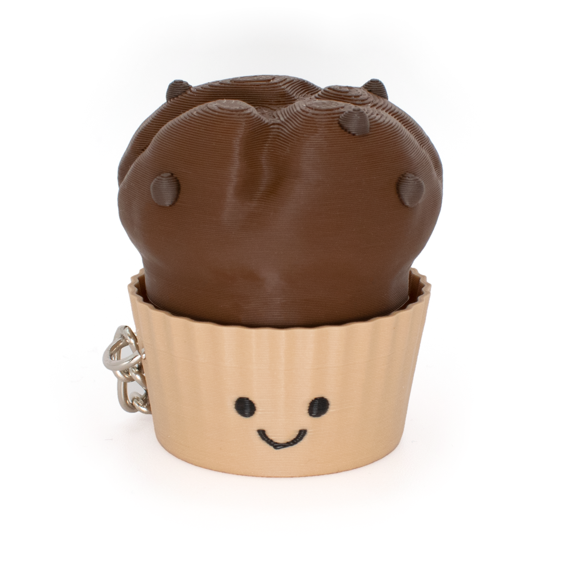 fidget clicker styled like a chocolate muffin with chocolate chips