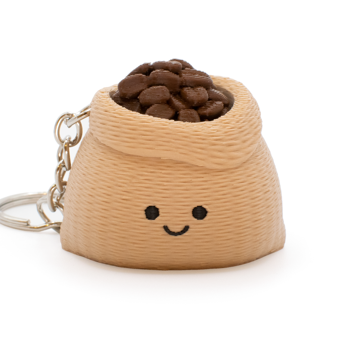 fidget clicker styles as a sack of coffee beans with the coffee beans clickable into the sack