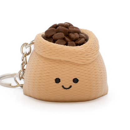 fidget clicker styles as a sack of coffee beans with the coffee beans clickable into the sack
