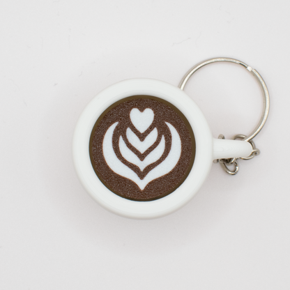 Top view of the coffee clicker with a high-quality 3d printed latte art design 