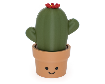 Cute cactus fidget clicker desk decor with a smiling face and clickable top