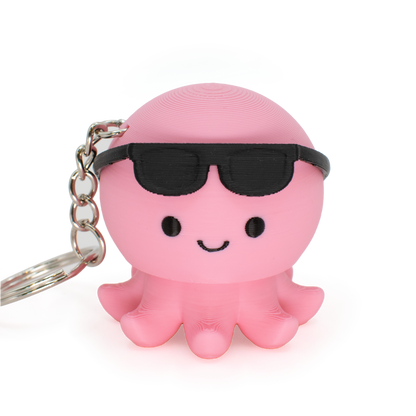 Cute pink octopus fidget clicker with glued on sunglasses for a summer party look