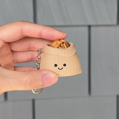 Chubby Coffee Bean & Rice Sacks - Fidget Clicker Keychain