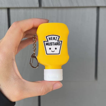 Pressing the cute mustard fidget clicker for satisfying sensory play