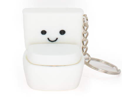 Funny cute toilet fidget clicker keychain with a smiling face