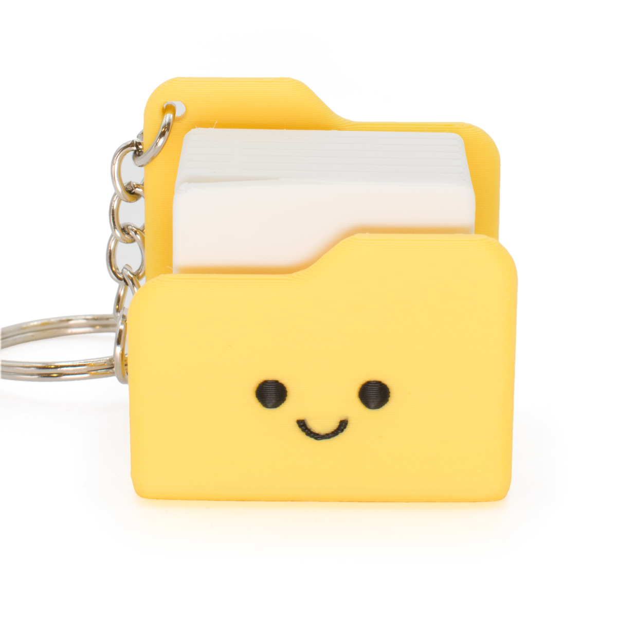 Cute yellow folder fidget clicker inspired by a Windows style folder icon with a smiley face